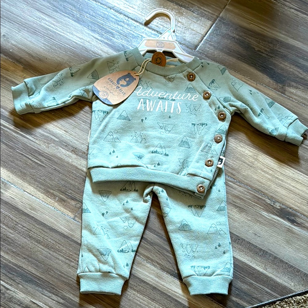 Organic Adventure Awaits Baby Outfit in Sage